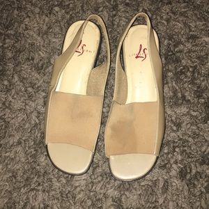 Tan slip on sandals size 7.5